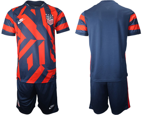 Mens USA National Team Blank 2021 Away Navy Red Soccer Jersey Suit