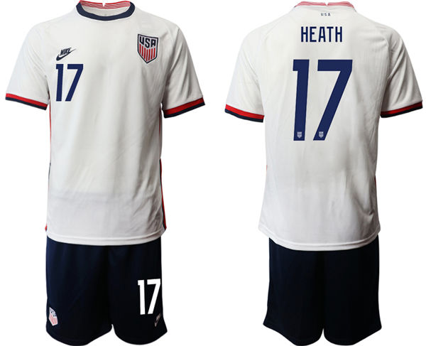 Mens USA National Team #17 Tobin Heath  2021 Home White Soccer Jersey Suit