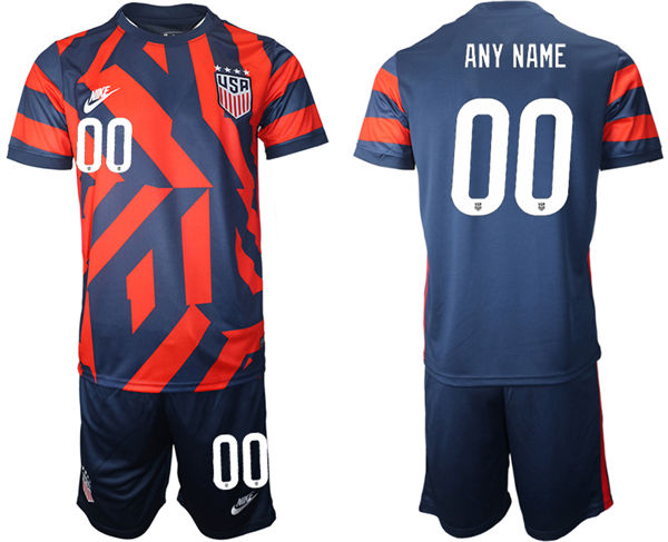 Mens USA National Team 2021 Away Navy Red Custom Soccer Jersey Suit