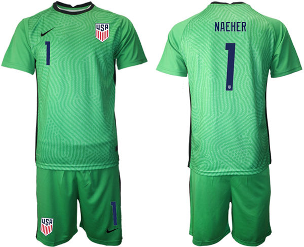 Mens USA National Team #1 Alyssa Naeher 2021 Green goalkeeper Soccer Jersey Suit