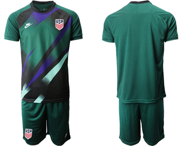 Mens USA National Team Blank 2021 dark green goalkeeper Soccer Jersey Suit