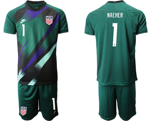 Mens USA National Team #1 Alyssa Naeher 2021 Dark Green goalkeeper Soccer Jersey Suit
