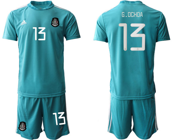 Mens Mexico National Team #13 Guillermo Ochoa 2021 Teal goalkeeper Soccer Jersey Suit