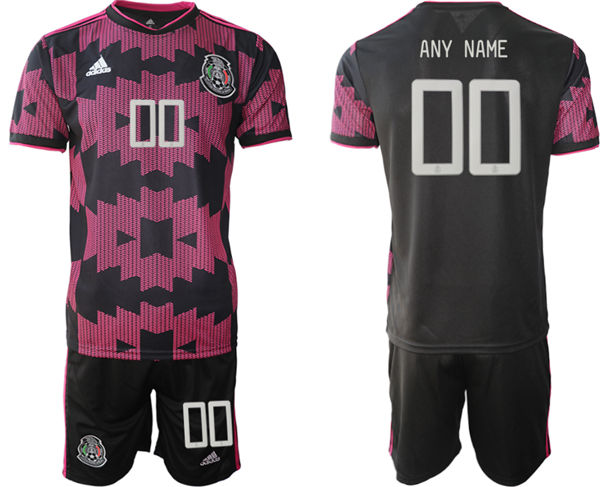 Mens Mexico National Team Custom Black Red 2021 Rosa Mexicano Jersey