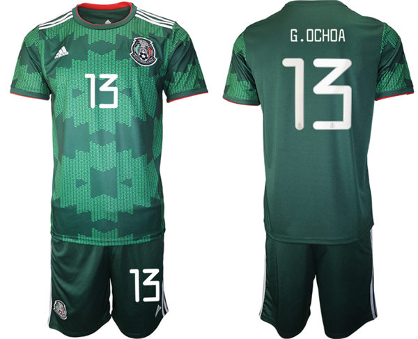 Mens Mexico National Team #13 Guillermo Ochoa 2021 Green goalkeeper Soccer Jersey Suit