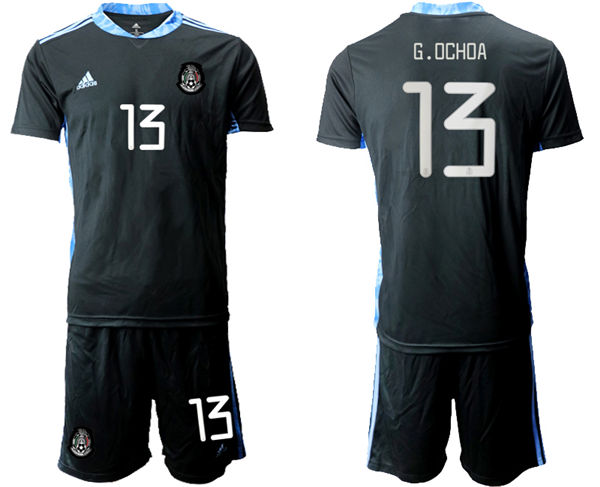 Mens Mexico National Team #13 Guillermo Ochoa 2021 Black goalkeeper Soccer Jersey Suit