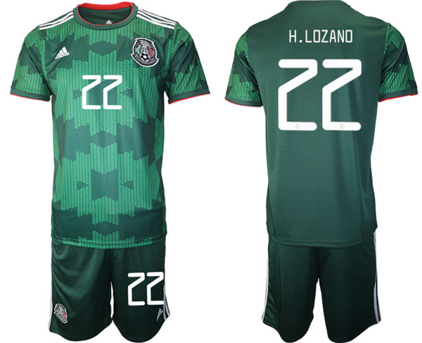 Mens Mexico National Team #22 Hirving Lozano 2021 Green goalkeeper Soccer Jersey Suit
