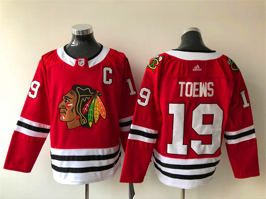 Womens Chicago Blackhawks #19 Jonathan Toews Stitched Adidas Home Red Jersey