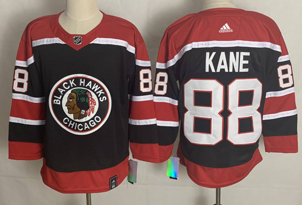Womens Chicago Blackhawks #88 Patrick Kane Stitched Adidas Black 2021 Retro Jersey