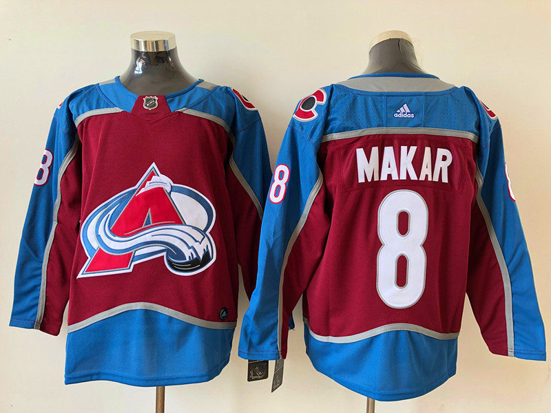 Womens Colorado Avalanche #8 Cale Maka Stitched Adidas Home Maroon Jersey