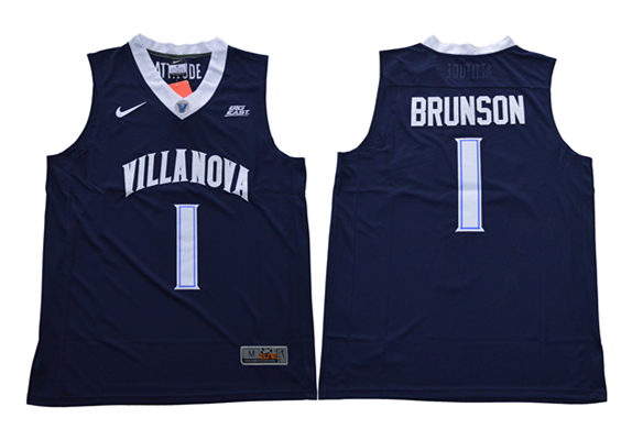 Mens Villanova Wildcats #1 Jalen Brunson Nike 2013-18 Navy Basketball Jersey