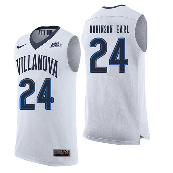 Mens Villanova Wildcats #24 Jeremiah Robinson-Earl Nike 2013-18 White Basketball Jersey