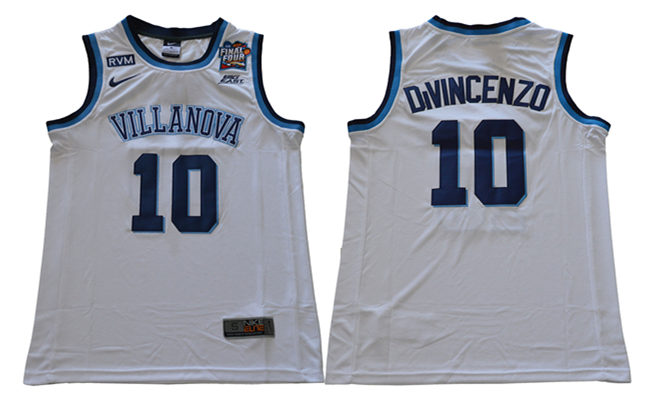Mens Villanova Wildcats #10 Donte DiVincenzo 2018 White Round Neck Jersey
