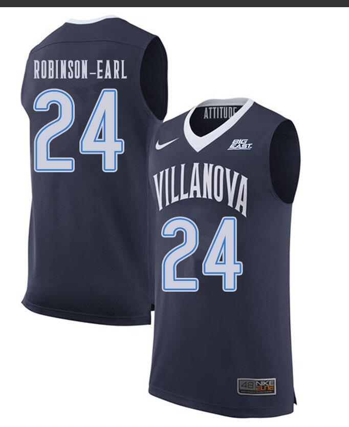 Mens Villanova Wildcats #24 Jeremiah Robinson-Earl Nike 2013-18 Navy Basketball Jersey