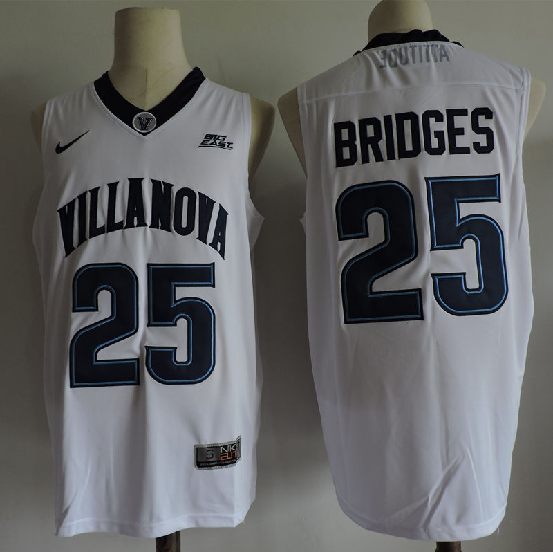 Mens Villanova Wildcats #25 Mikal Bridges Nike 2013-18 White Basketball Jersey