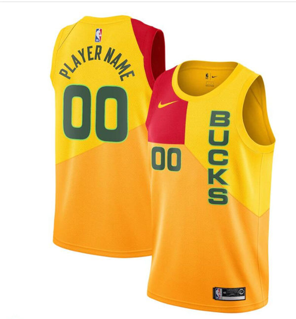 Mens Milwaukee Bucks Custom Nike 2018-19 Orange City Edition Swingman Jersey