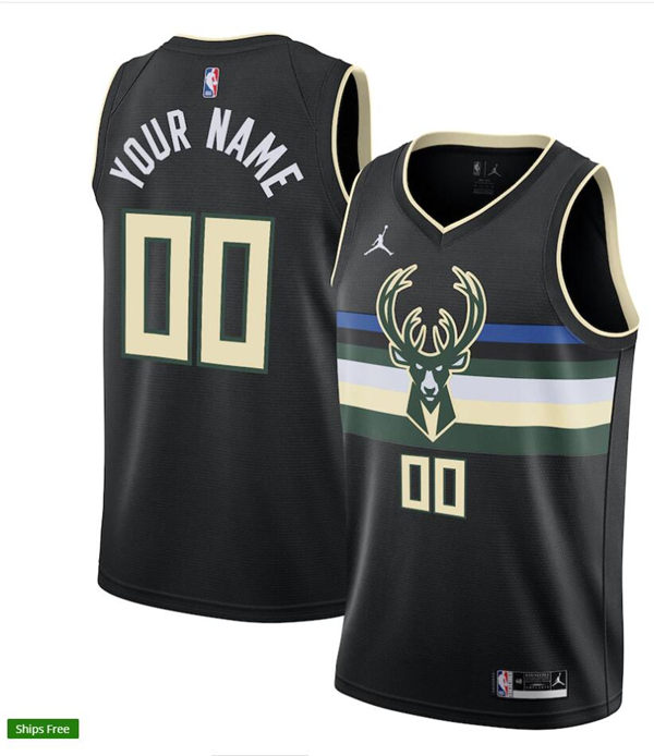 Mens Milwaukee Bucks Custom Jordan Brand Black Statement Edition Swingman Jersey