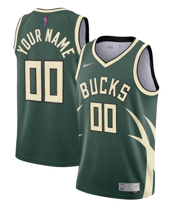 Mens Milwaukee Bucks Custom Green Nike 2021 Earned Edition Swingman