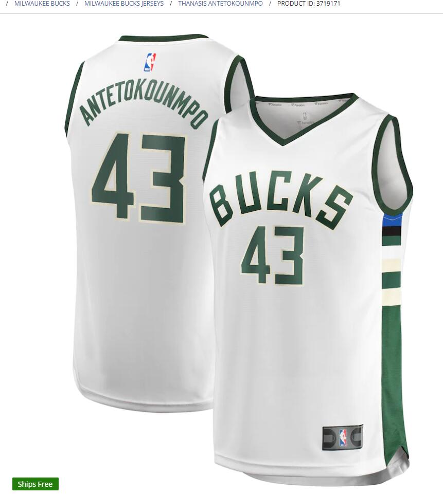 Mens Milwaukee Bucks #43 Thanasis Antetokounmpo Nike White Association Edition Jersey
