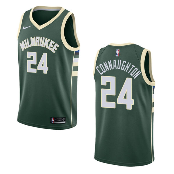 Mens Milwaukee Bucks #24 Pat Connaughton Hunter Green Nike Icon Edition Jersey