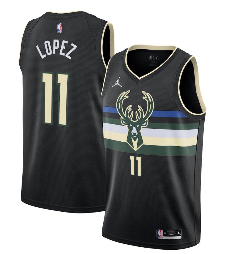 Mens Milwaukee Bucks #11 Brook Lopez Jordan Brand Black Statement Edition Swingman Jersey