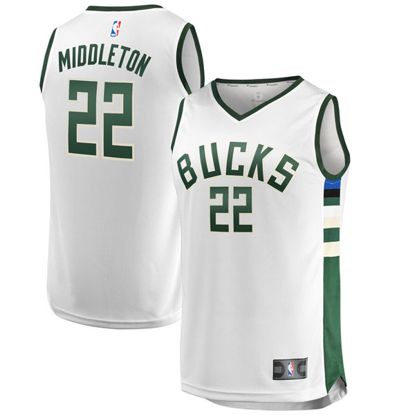 Mens Milwaukee Bucks #22 Khris Middleton Nike White Association Edition Jersey