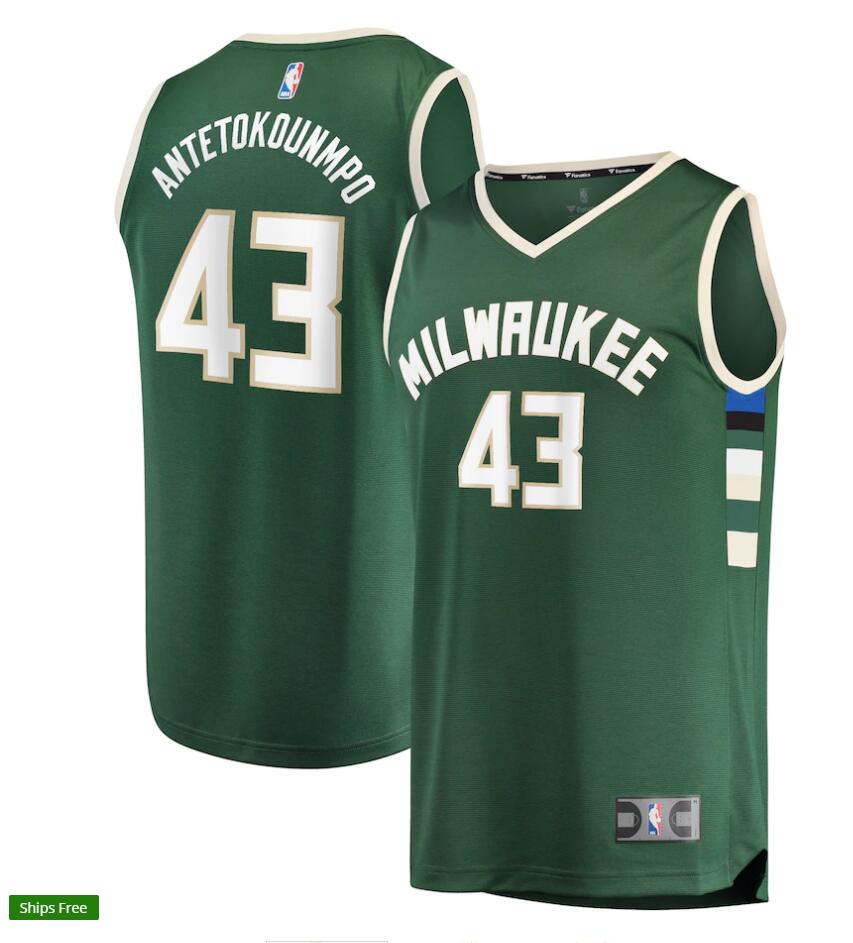Mens Milwaukee Bucks #43 Thanasis Antetokounmpo Hunter Green Nike Icon Edition Jersey