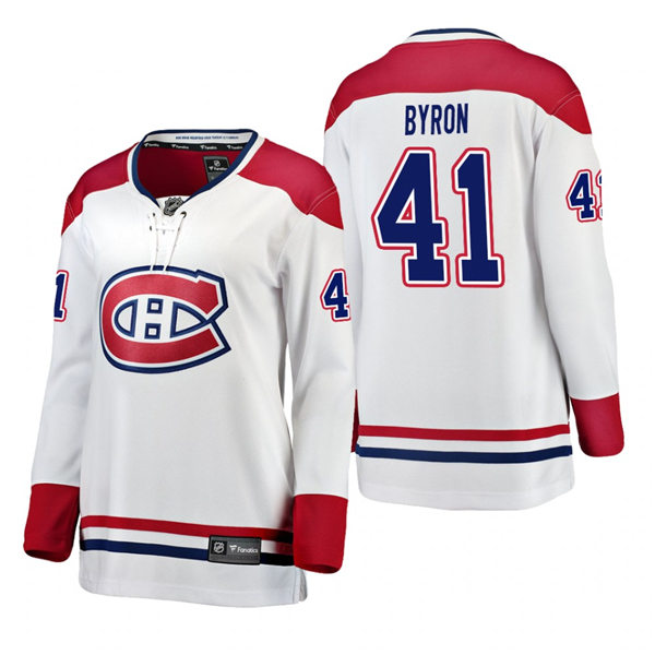 Women's Montreal Canadiens #41 Paul Byron Stitched Adidas Away White Jersey