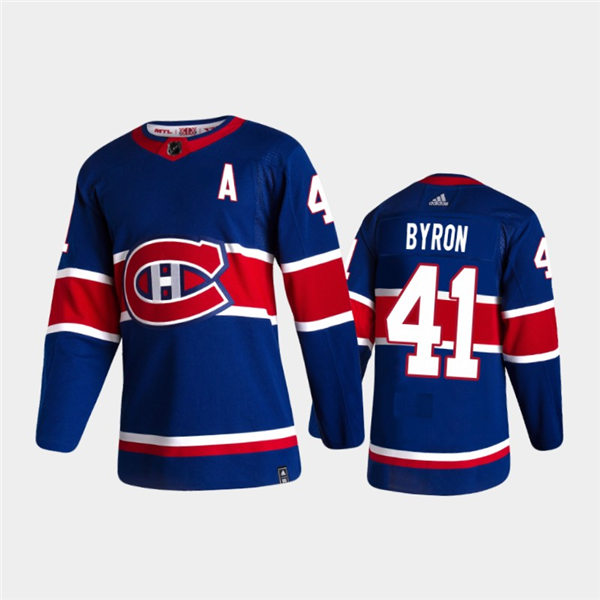 Mens Montreal Canadiens #41 Paul Byron Adidas 2021 Royal Reverse Retro Special Edition Jersey  