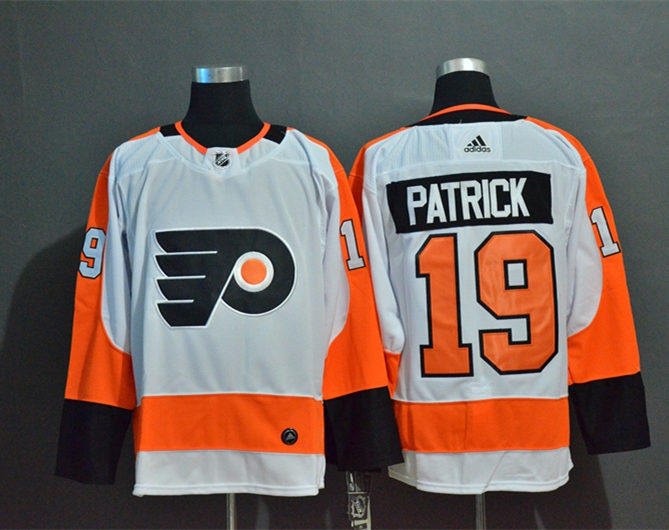Mens Philadelphia Flyers #19 Nolan Patrick Stitched adidas Away White Jersey