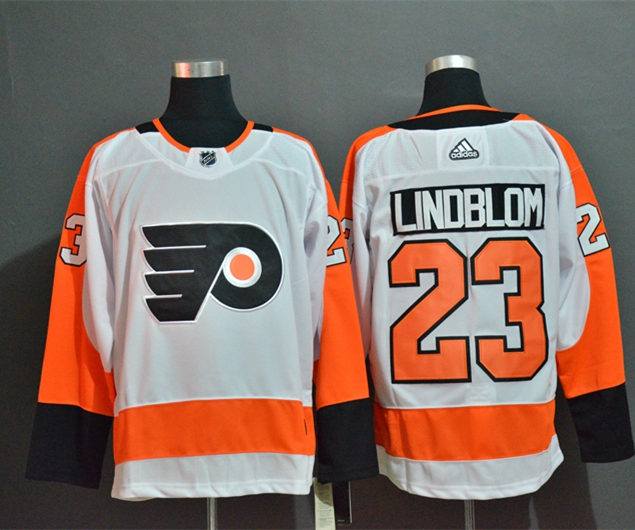 Mens Philadelphia Flyers #23 Oskar Lindblom Stitched adidas Away White Jersey