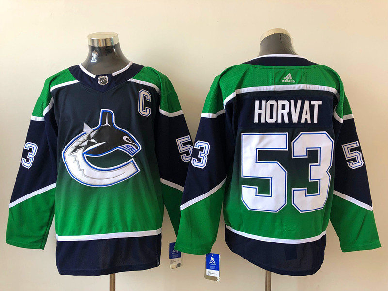 Youth Vancouver Canucks #53 Bo Horvat adidas Blue Green 2021 Reverse Retro Jersey