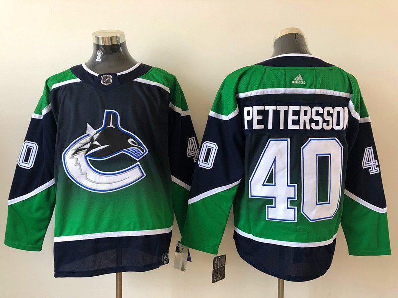 Youth Vancouver Canucks #40 Elias Pettersson adidas Blue Green 2021 Reverse Retro Jersey