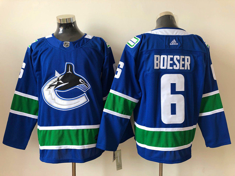 Youth Vancouver Canucks #6 Brock Boeser adidas Blue Green 2021 Reverse Retro Jersey