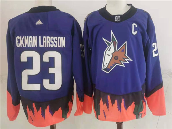 Mens Arizona Coyotes #23 Oliver Ekman-Larsson Adidas Purple 2021 Reverse Retro Jersey