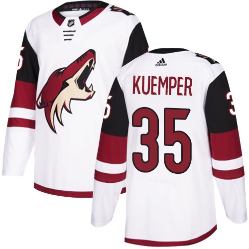 Mens Arizona Coyotes #35 Darcy Kuemper Sitched Adidas Away White Jersey