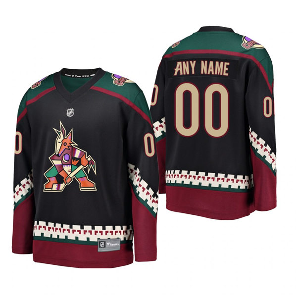 Youth Arizona Coyotes Custom  adidas Black Alternate Retro Jersey