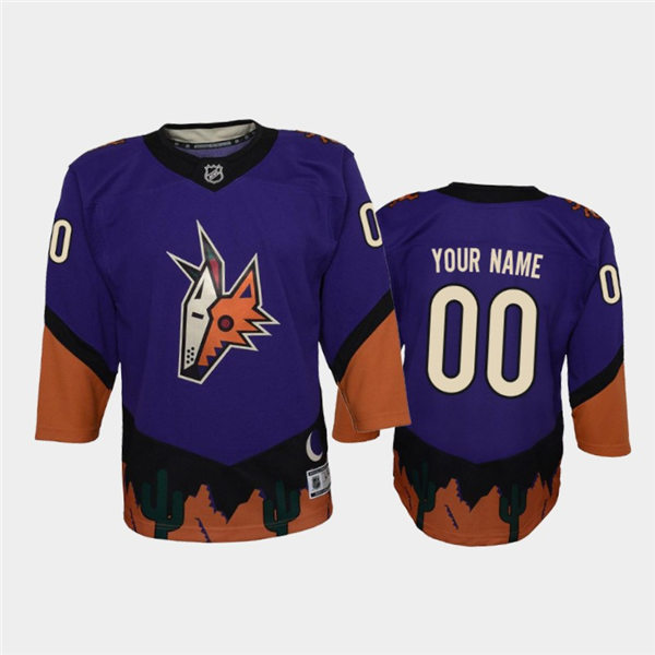 Youth Arizona Coyotes Custom  Adidas Purple 2021 Reverse Retro Jersey