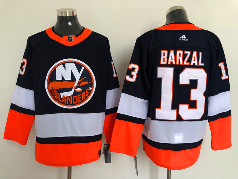 Youth New York Islanders #13 Mathew Barzal Navy Adidas 2021 NHL REVERSE RETRO JERSEYS