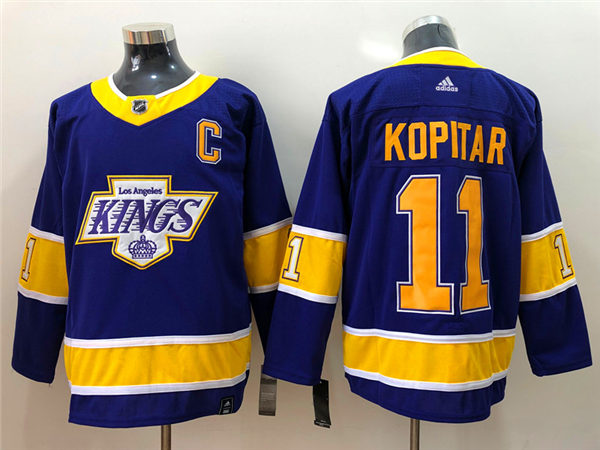 Youth Los Angeles Kings #11 Anze Kopitar Purple Adidas 2021 NHL Reverse Retro Jersey