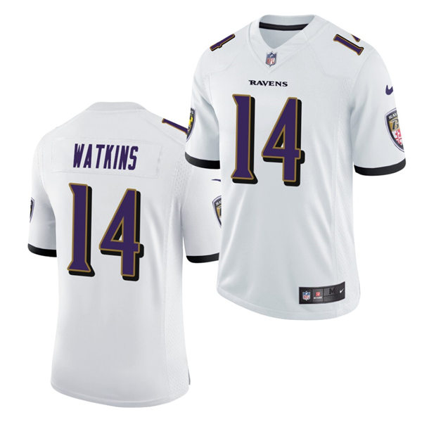 Mens Baltimore Ravens #14 Sammy Watkins Nike White Vapor Limited Player Jersey