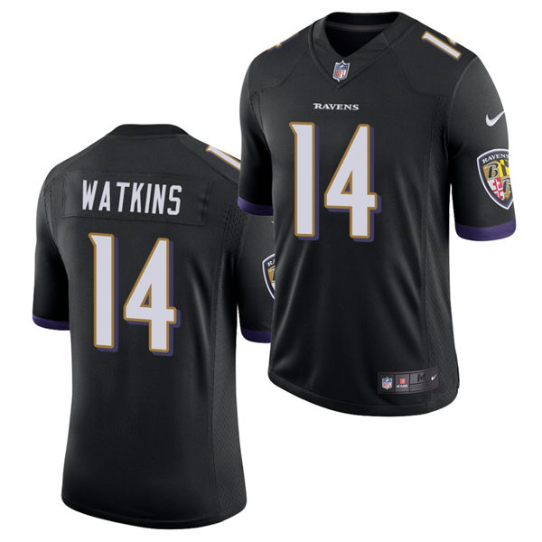 Mens Baltimore Ravens #14 Sammy Watkins Nike Black Vapor Limited Player Jersey