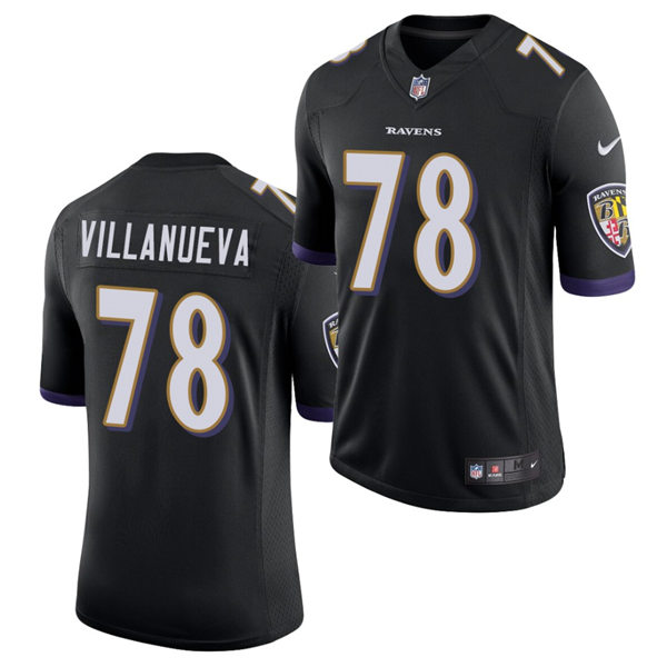 Mens Baltimore Ravens #78 Alejandro Villanueva  Nike Black Vapor Limited Player Jersey