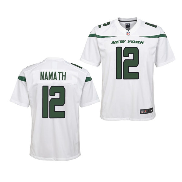 Youth New York Jets Retired Player #12 Joe Namath Nike White Limited Jersey