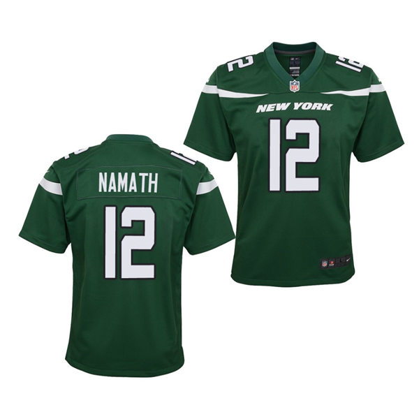 Youth New York Jets Retired Player #12 Joe Namath Nike Gotham Green Limited Jersey