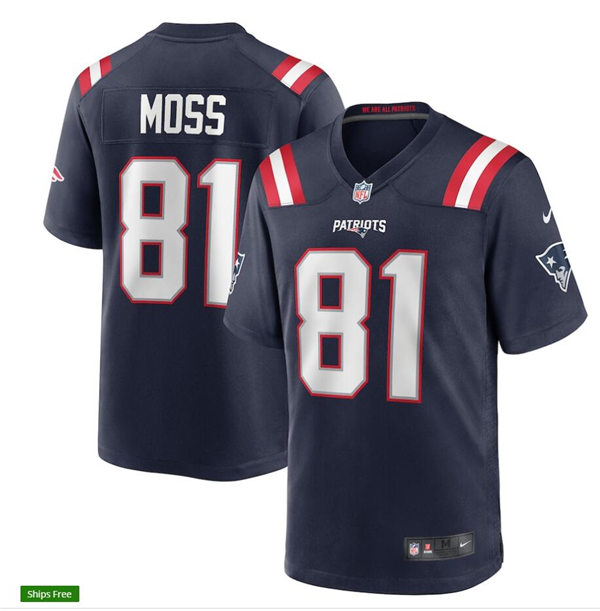 Youth New England Patriots Retired Player #81 Randy Moss Navy Nike Color Rush Vapor Player Limited Jersey 