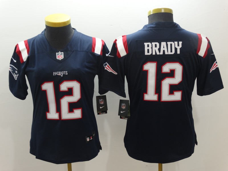 Womens New England Patriots #12 Tom Brady Navy Nike Color Rush Vapor Player Limited Jersey 