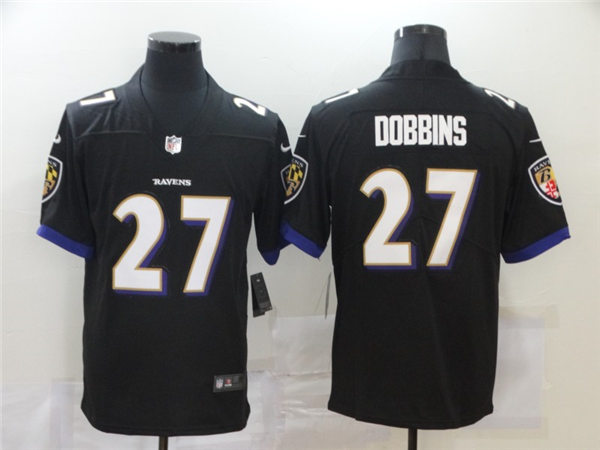 Mens Baltimore Ravens #27 J. K. Dobbins Nike Black Vapor Limited Player Jersey