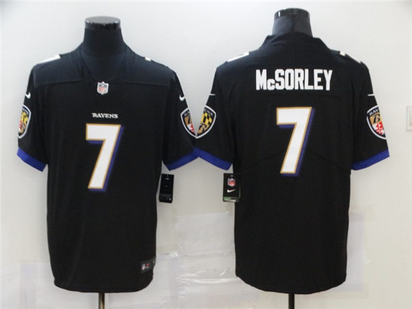 Mens Baltimore Ravens #7 Trace McSorley Nike Black Vapor Limited Player Jersey