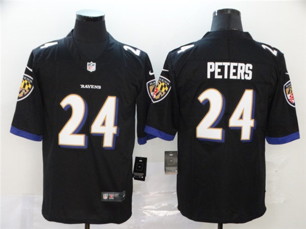 Mens Baltimore Ravens #24 Marcus Peters Nike Black Vapor Limited Player Jersey